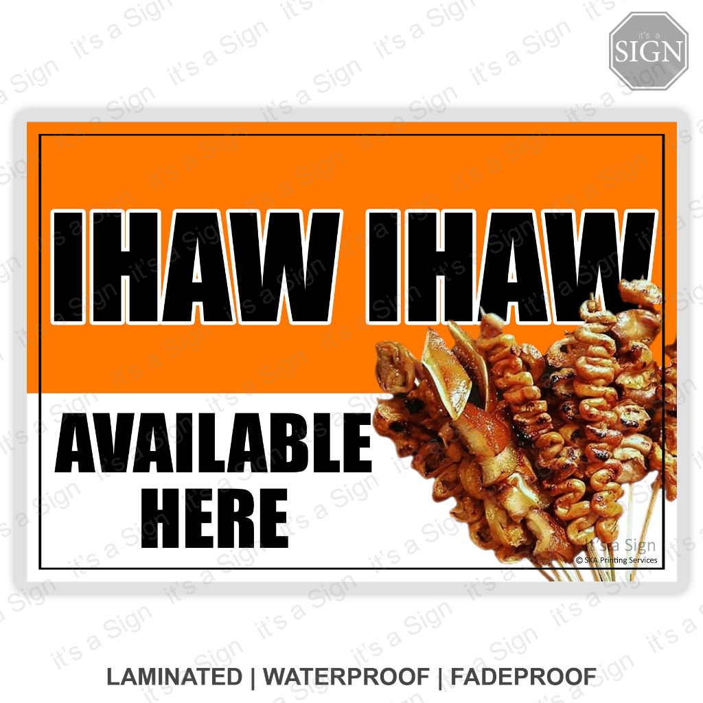 Ihaw Ihaw Barbeque Isaw Snack Store Sign - Laminated Signage - A4/A3 ...