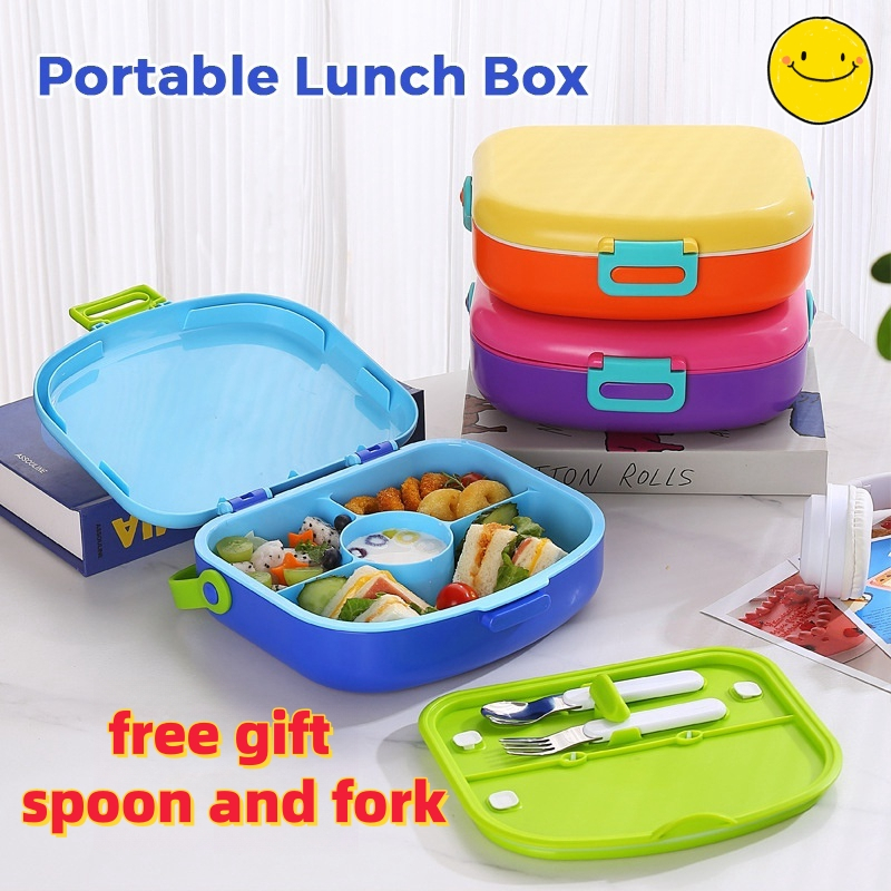 Student Lunch Box Portable 4 Tier Large Capacity Bento Dividers Containers for School Travel