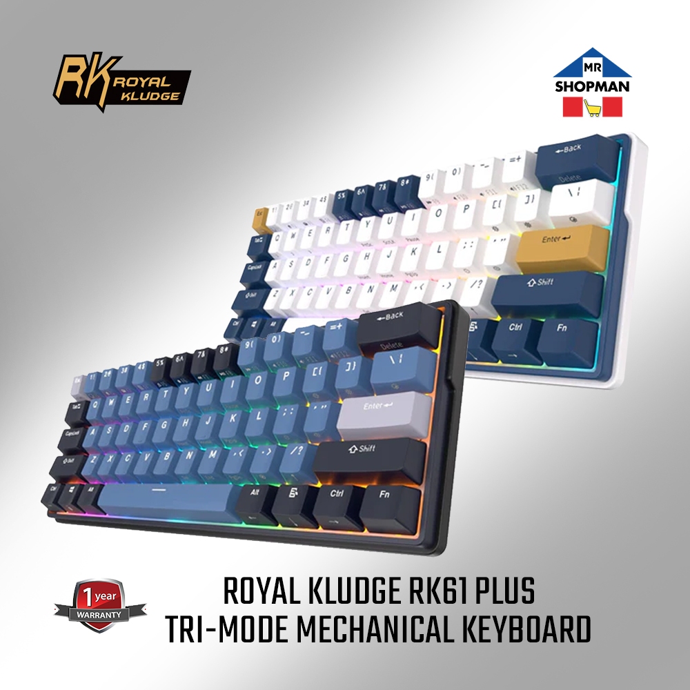 Royal Kludge RK61 PLUS WIRELESS Tri Mode RGB 61 Keys Hot Swappable ...