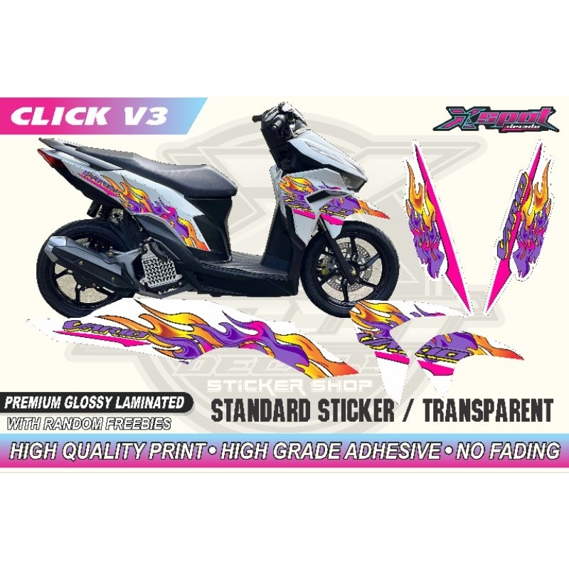 click v2 v3 cartoonized fire decals sticker | Shopee Philippines