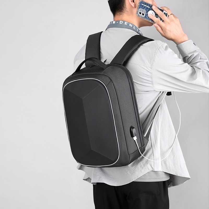 Burglar proof backpack with hard shell USB charging backpack business ...