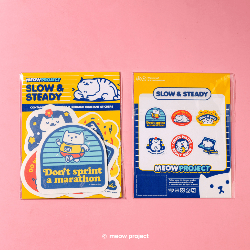 Meow Project Slow and Steady Waterproof Sticker Pack | Shopee Philippines