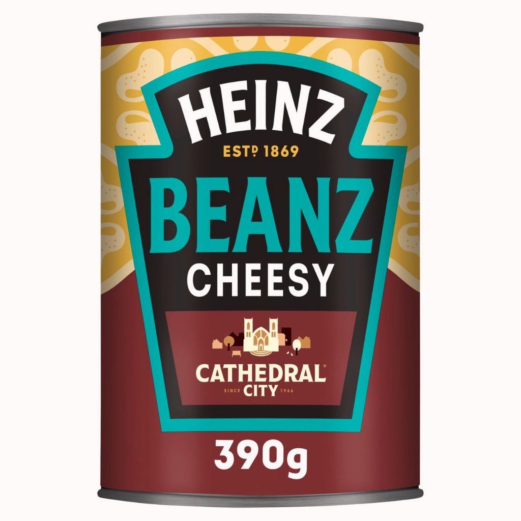 Heinz Cathedral City Cheesy Baked Beans 390g. Tasty Heinz Baked Beans