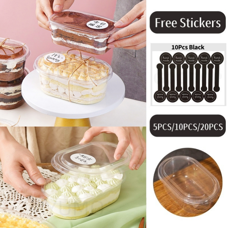 Oval Dessert Container Transparent Plastic Cup Square Dessert Cake ...
