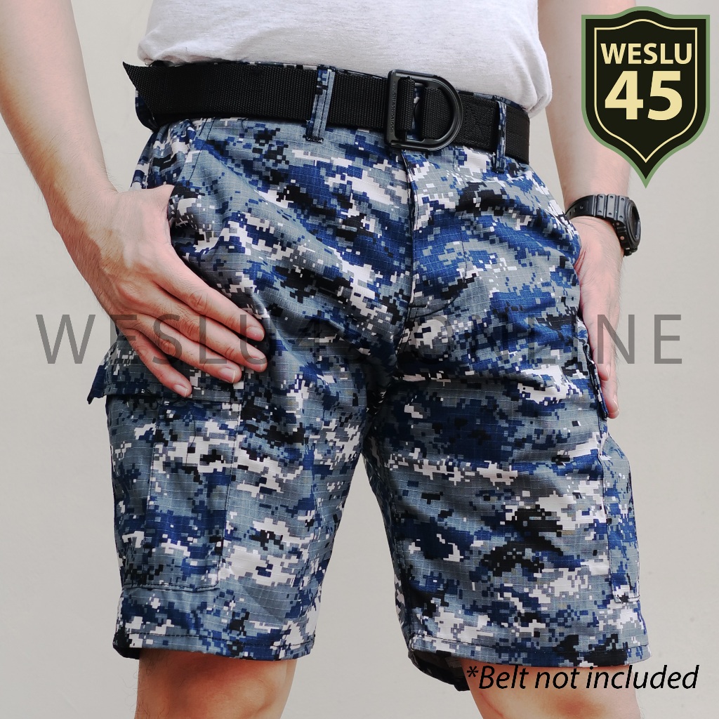 Men Cargo Shorts 6 pocket Digital Blue Shopee Philippines