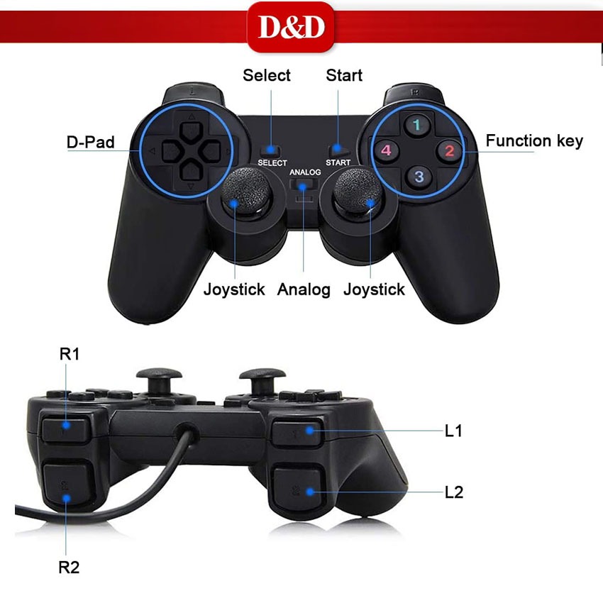 D&D Black USB Wired Controller for PSP/PC/Android Phone Game Gamepad ...