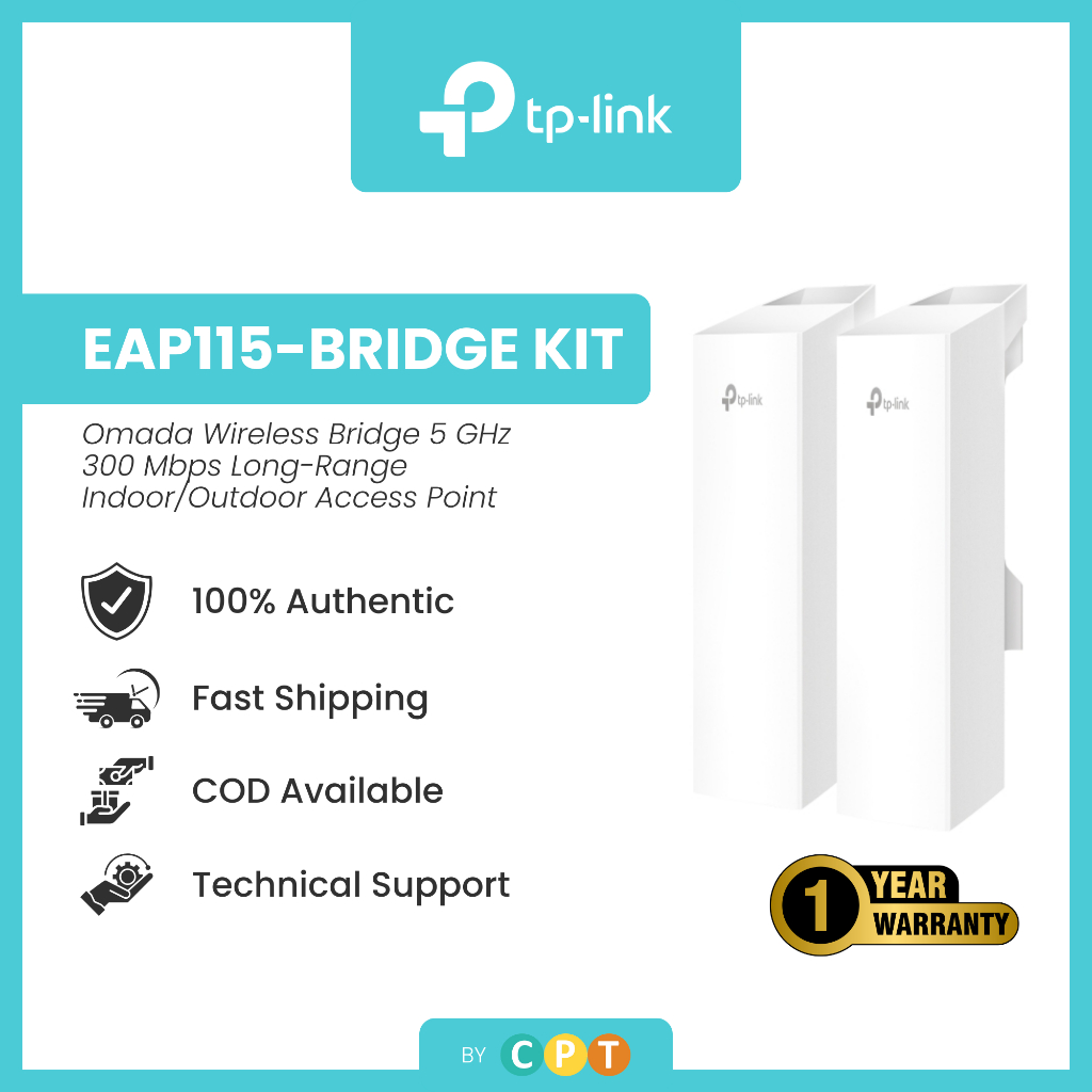 TP-Link EAP115 Bridge KIT Omada Wireless Bridge 5GHz 300 Mbps Long ...