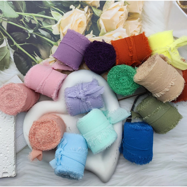 qjoq.ph | 4cmx5Yards Fringe Chiffon Silk Ribbon Handmade Shredded Edges ...