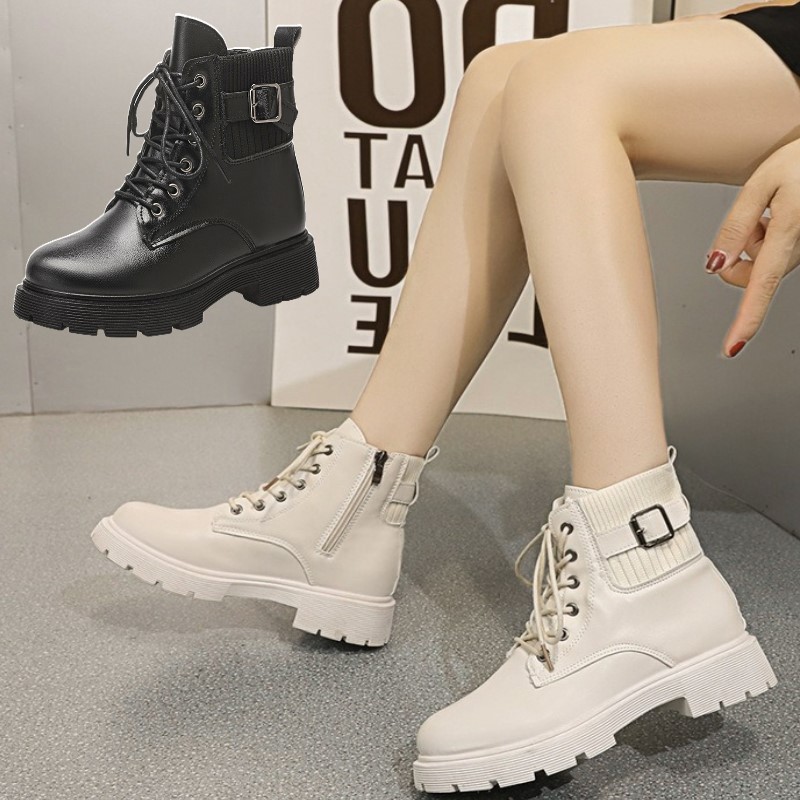 Martin Boots Women's British Large Size Thick Heel Short Boots