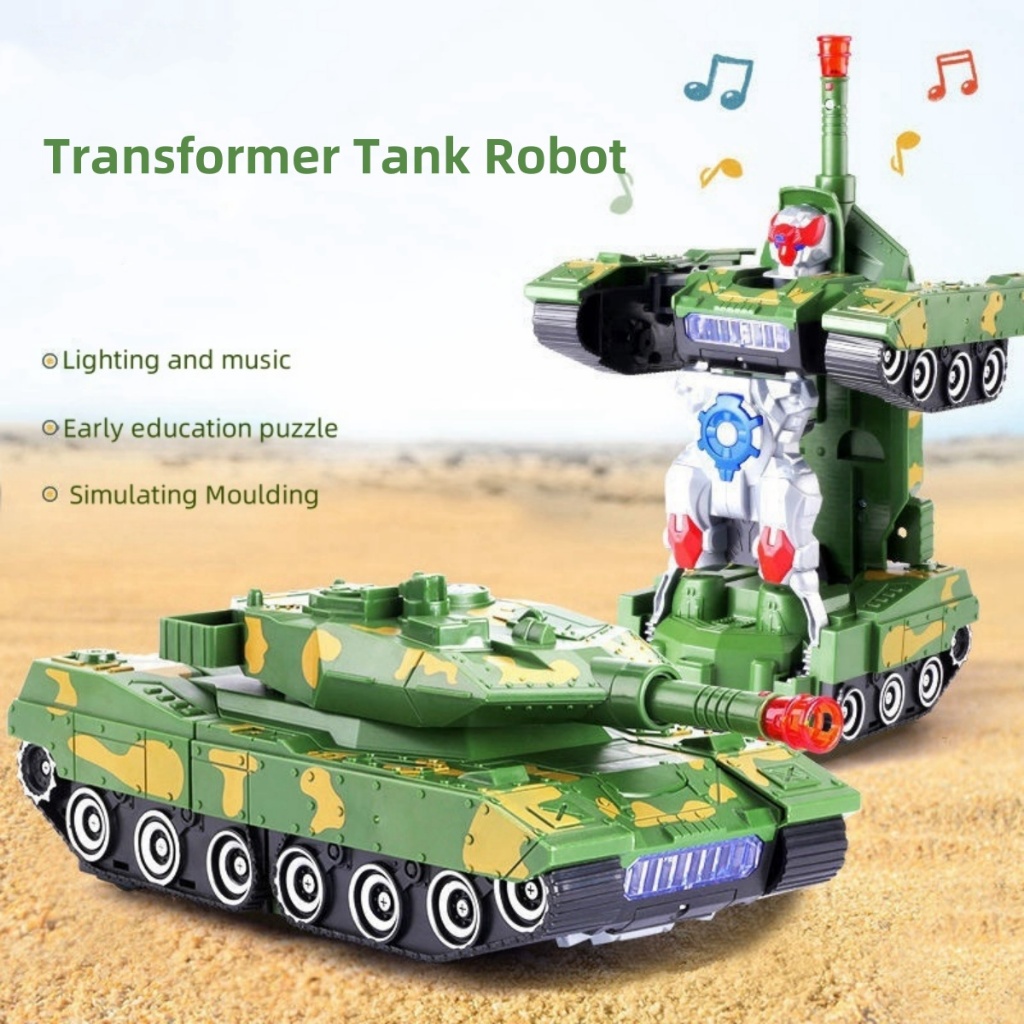 Automatic Transformation Tank Car Robot Kids Toys Luminous Music ...