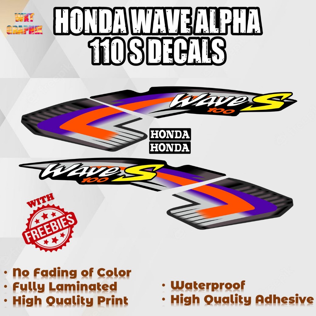 HONDA WAVE ALPHA 110 S DECALS (WATERPROOF, LAMINATED, FADE PROOF ...