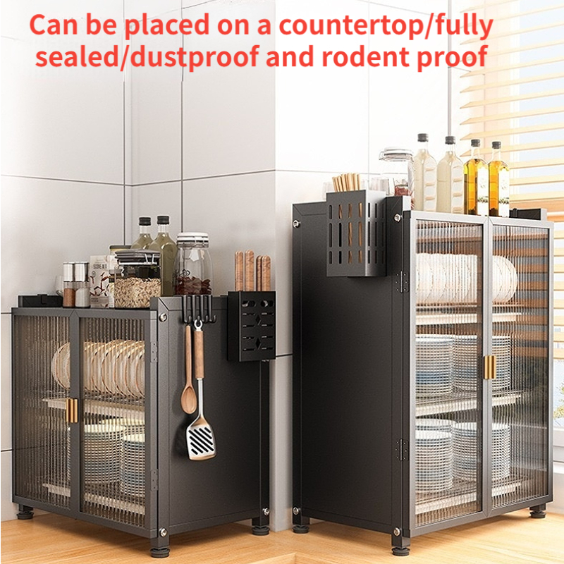 Jiditech Multi-Tier Kitchen Dish Rack Featuring Dustproof Cabinet Door ...