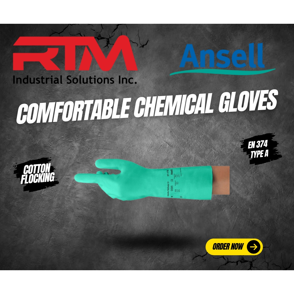 Ansell AlphaTec Solvex 37-176 Strong Chemical Resistant Nitrile Gloves ...