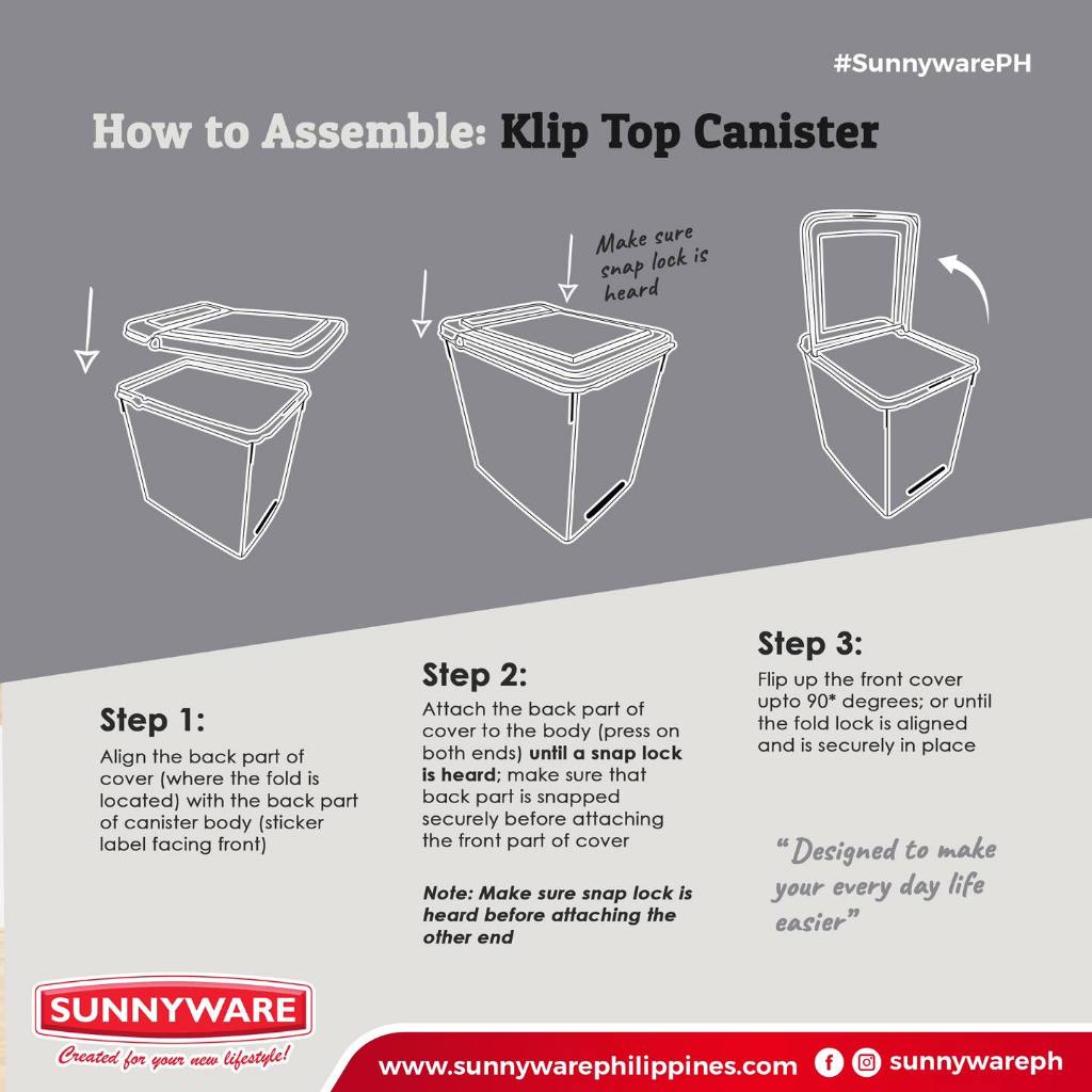 5 pcs Sunnyware 335 2.5 L Klip Top Canister Powder Container (set of 5 ...