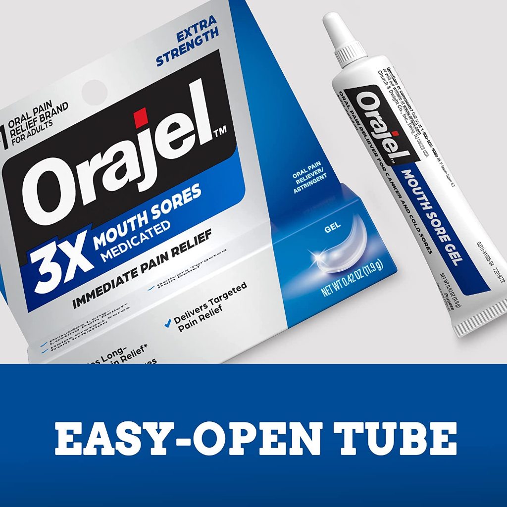 Orajel Mouth Sore Medicine Gel, Fast Mouth Sore Relief, 0.42 Oz ...