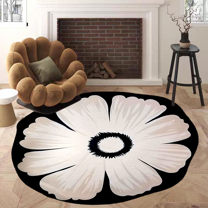 80/100/120CM Office Chair Mat Round Carpet Crystal Velvet Carpet 3D Floor  Mat Rug for living room