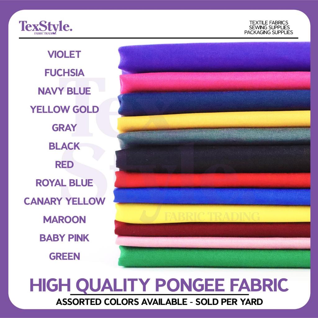 TEXSTYLE (Sold per Yard) High Quality Pongee Fabric - Assorted Colors ...