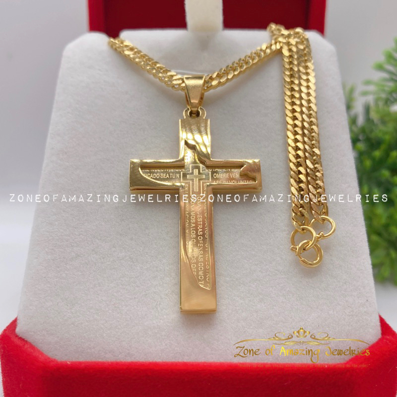 zoaj.ph Cross Crucifix 3D Necklace Unisex Non Fading Non Tarnish ...