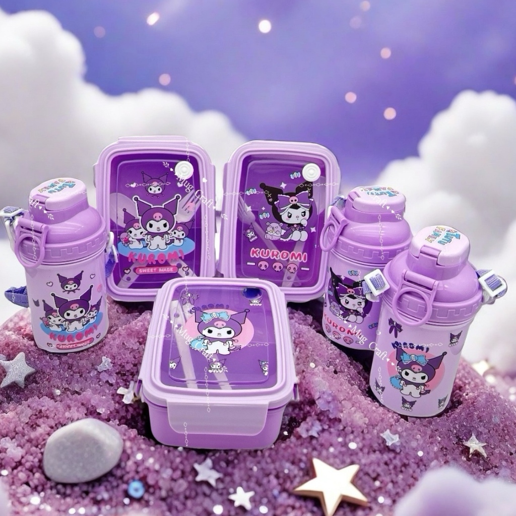 Kuromi Transparent Cover Lunch Box Water Bottle Set Kuromi Cartoon Cute ...