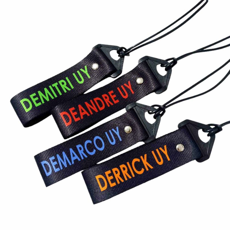 1.5x5" PERSONALIZED LUGGAGE TAG "Black Background, Colored Font Name