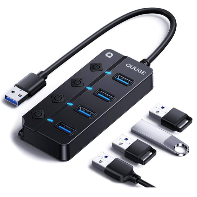 USB 3.0 Hub with Independent Switch 4/7 Ports, Portable USB Splitter ...