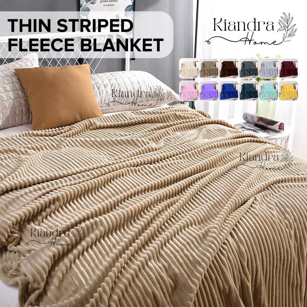 Kiandra Home Stripes Velvet Fleece Blanket Double Queen King Super Soft and  Fluffy Thick Blanket