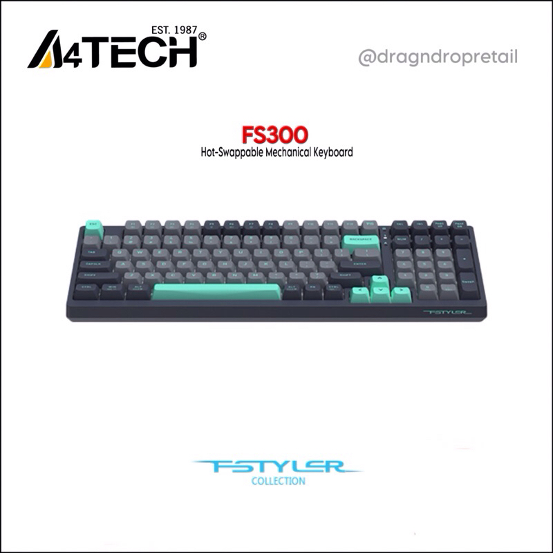 A4TECH FSTYLER FS300 Hot-Swappable Mechanical Keyboard, 98 Keys, White ...