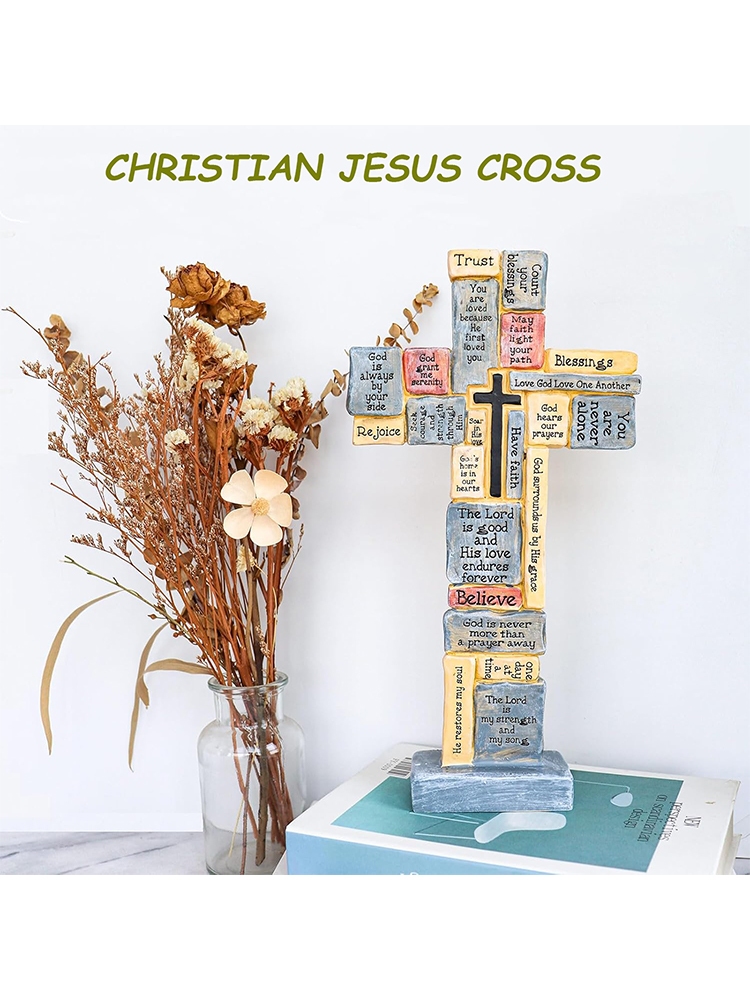 Jesus Scriptures Cross Christian Jesus Crosses Prayer Figurines Shelf ...