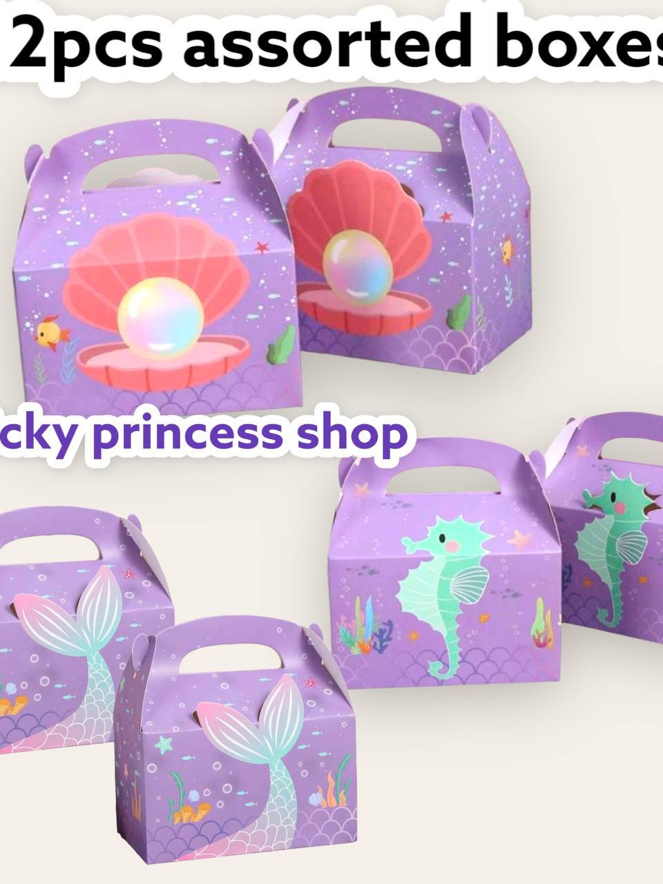 12pcs Mermaid theme Under the Sea 3d loot box birthday party gift tags ...