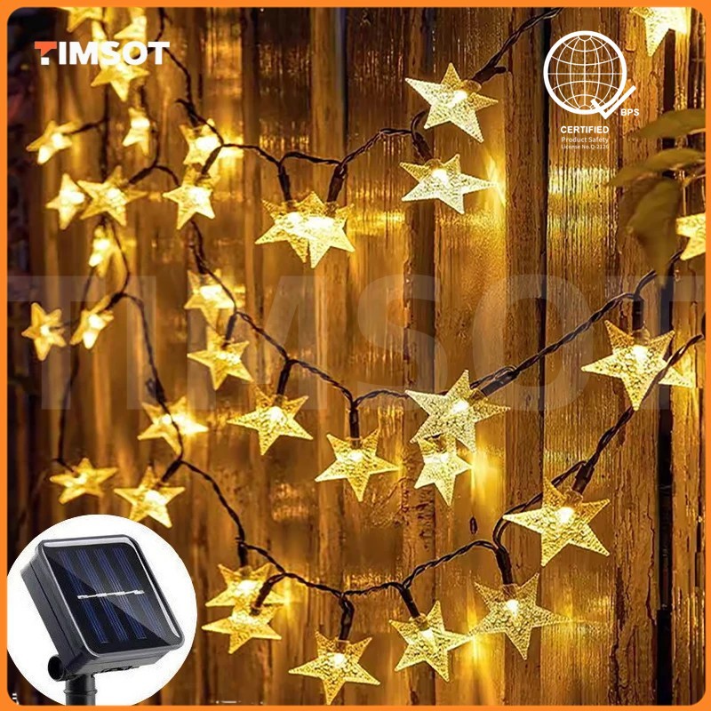 TIMSOT Solar String Lights 12M Waterproof Fairy Lights Star Christmas ...
