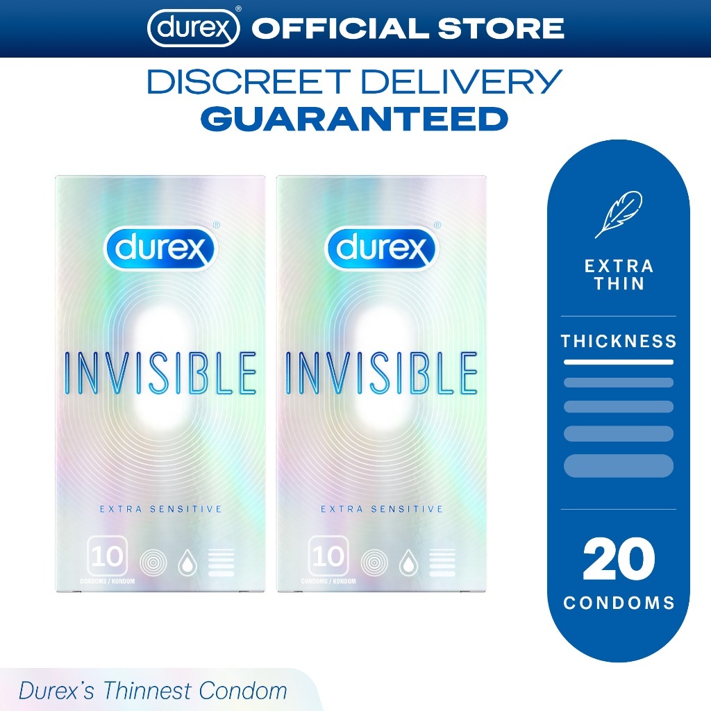 Durex Invisible Extra Thin Extra Sensitive Lubricated Condoms 10s (Set ...