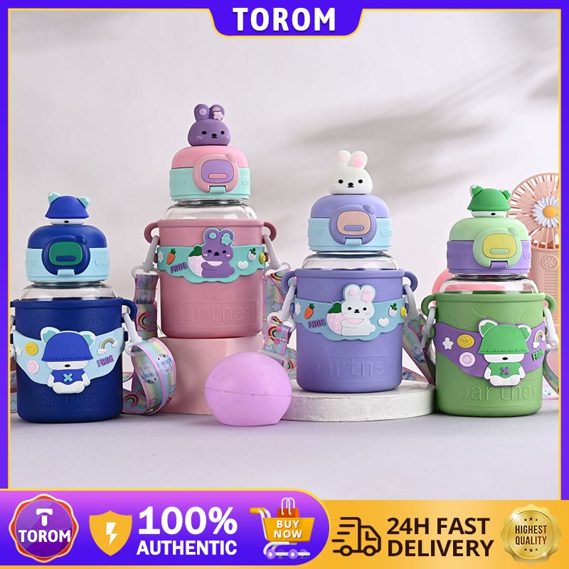 600ML Kids Water Bottle with Straw Cup Portable Outdoor Drinking Bottle ...