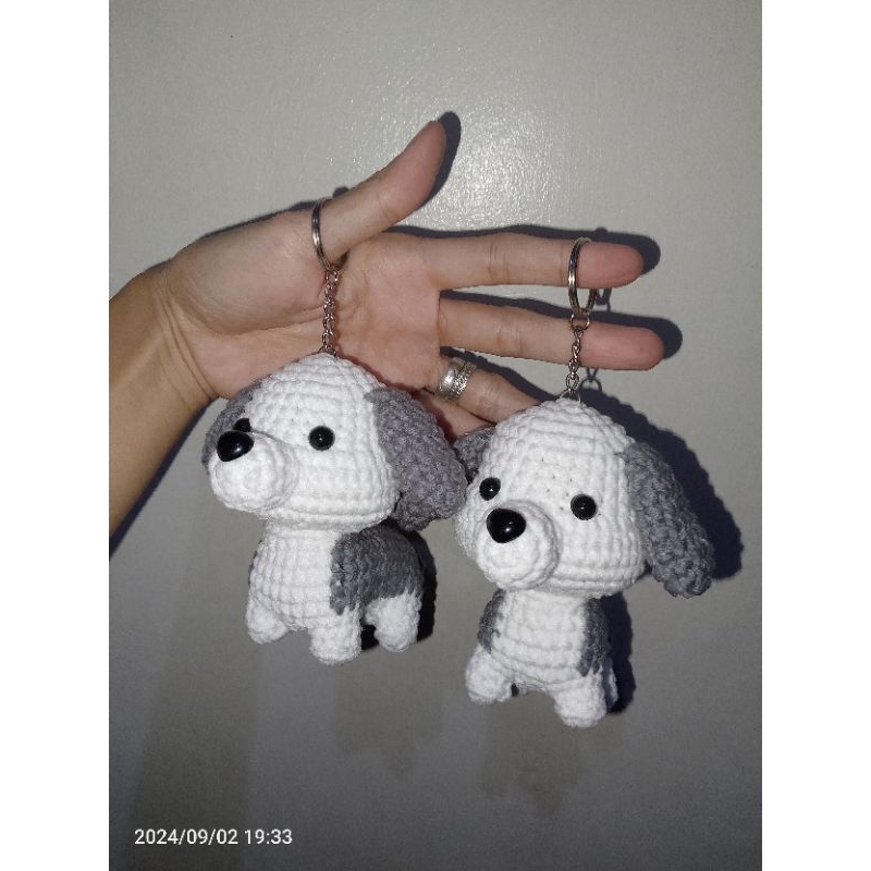 Cute Dog Crochet Keychain Cute Pug Puppy Dog Hand Knitted Crochet