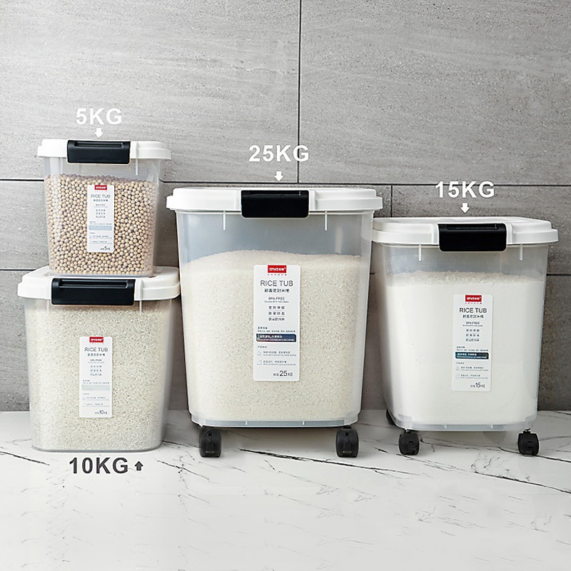 Kitchen transparent rice bucket large capacity 25/15/10kg rice storage ...