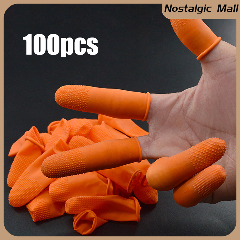 100pcs Nonslip Finger Cover Reusable Natural Latex Fingertip Gloves