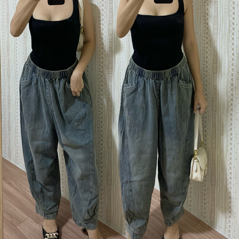 VINTAGE DENIM GARTERIZED PANTS (PRELOVED) | Shopee Philippines