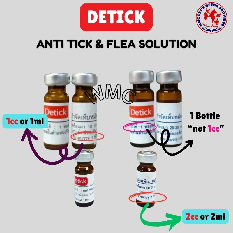 Detick 1cc 2cc Detick Red/Detick Plus Blue Anti ticks and Fleas for Dog ...