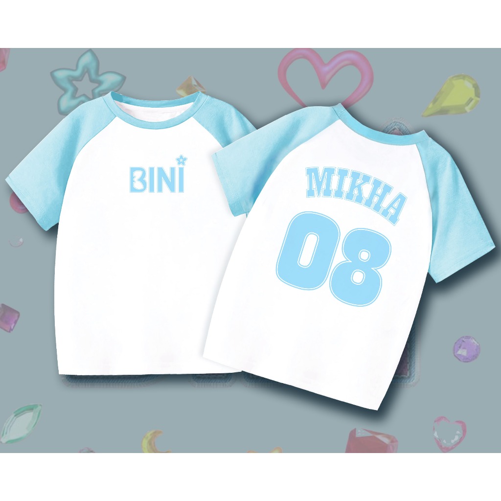 Bini P-POP Front Back Design White Blue T-Shirt Raglan For Kids Girl ...