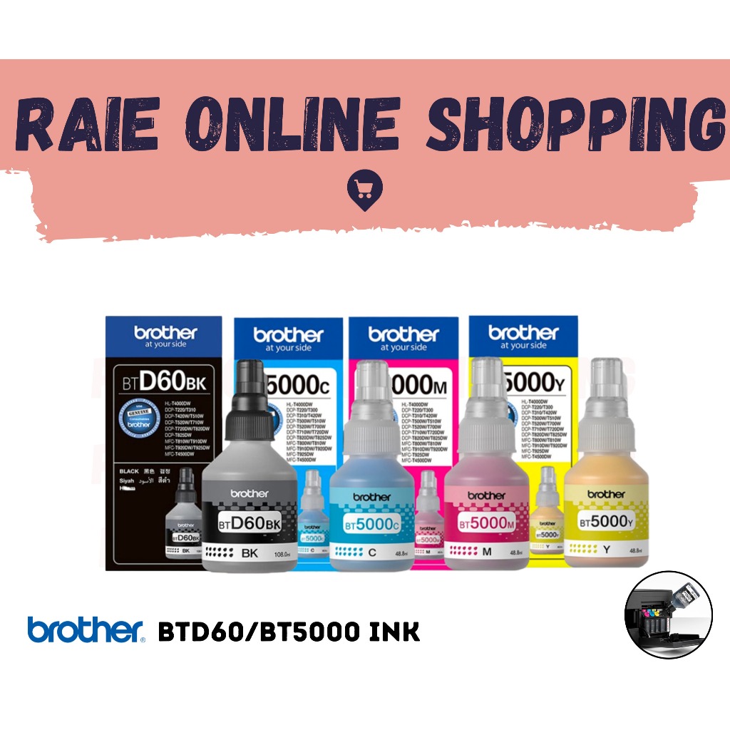 BROTHER BTD60Bk/BT5000 GENUINE INK 100% ORIGINAL (MFCT910DW / DCP-T300 ...