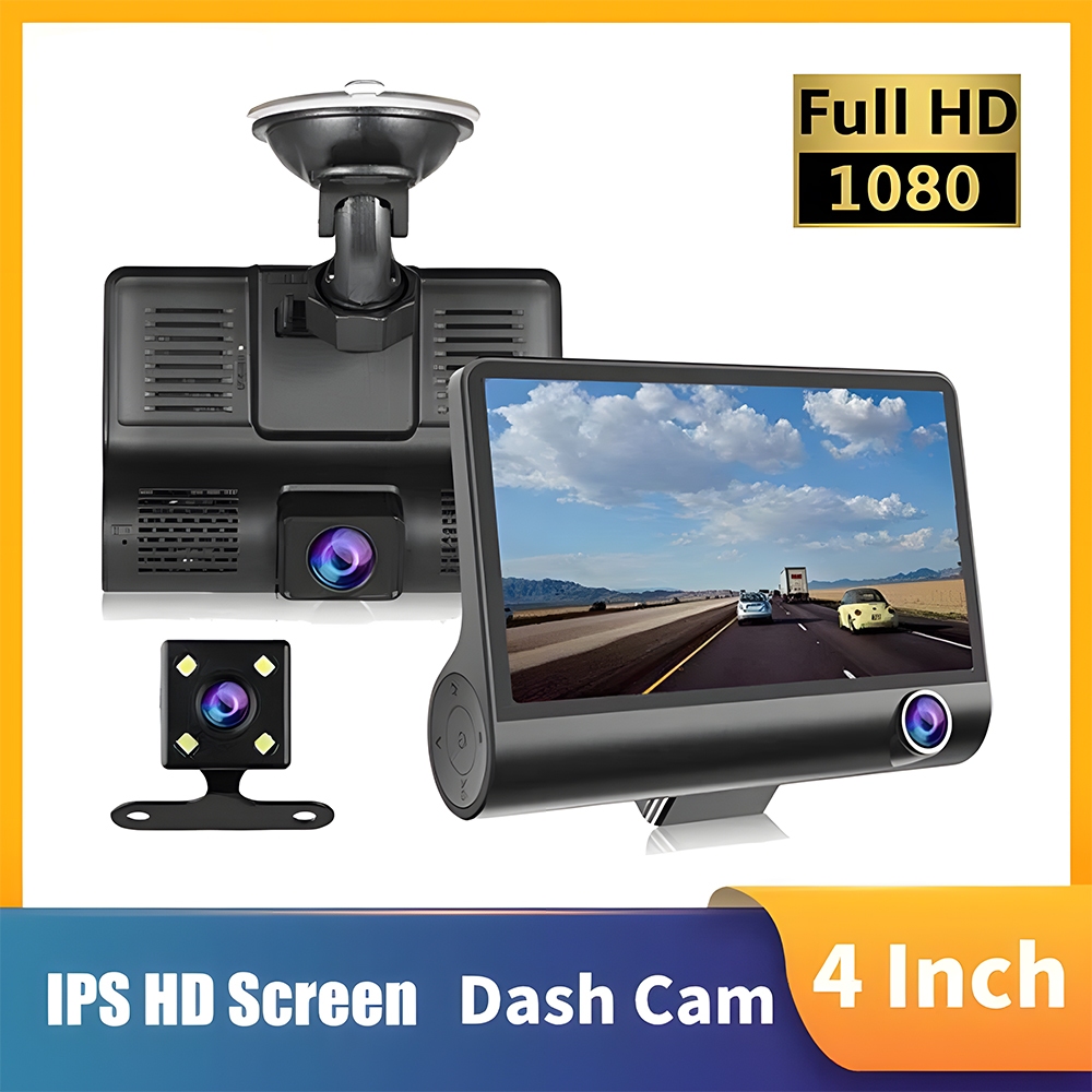 Car Dash Camera For Car With 1080P HD 3 Camera Dashcam Front And Rear ...