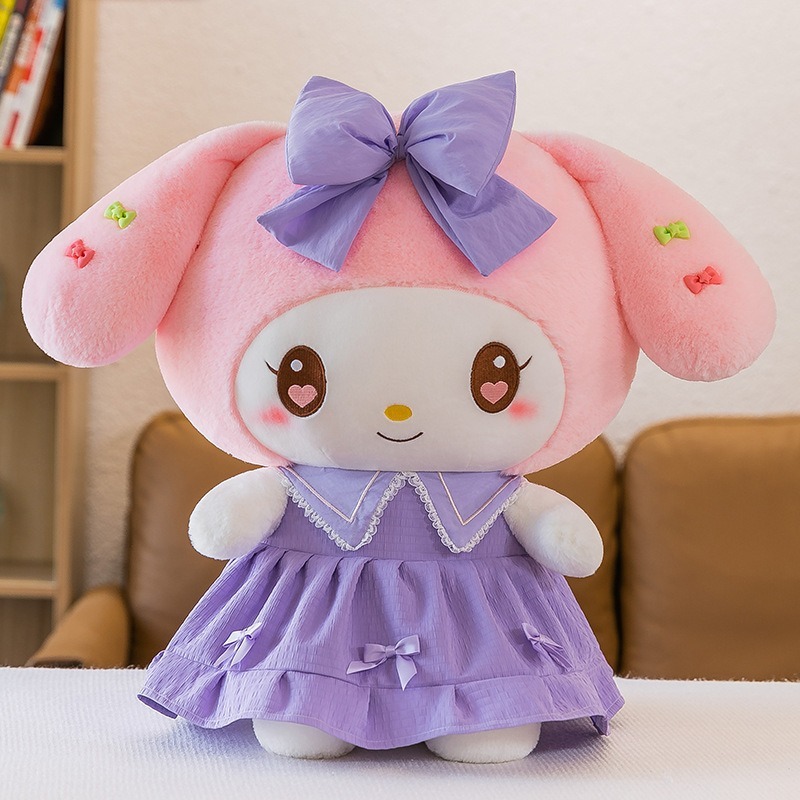 35CM Sanrio Princess Plush Toy Kuromi Doll in Dress with Melody and Rag ...