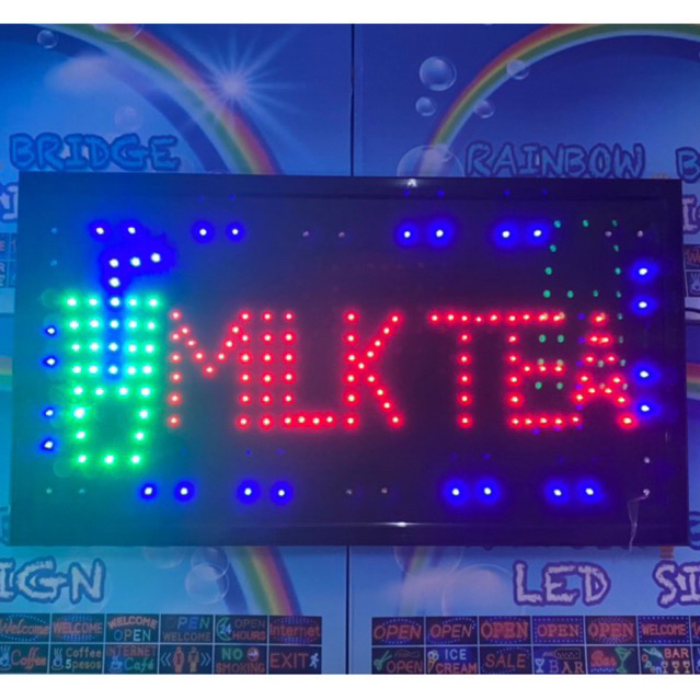 RAINBOW BRIDGE LED SIGNAGE CUPS MILK TEA (New-Small-Large) #SIZE: W48cm ...