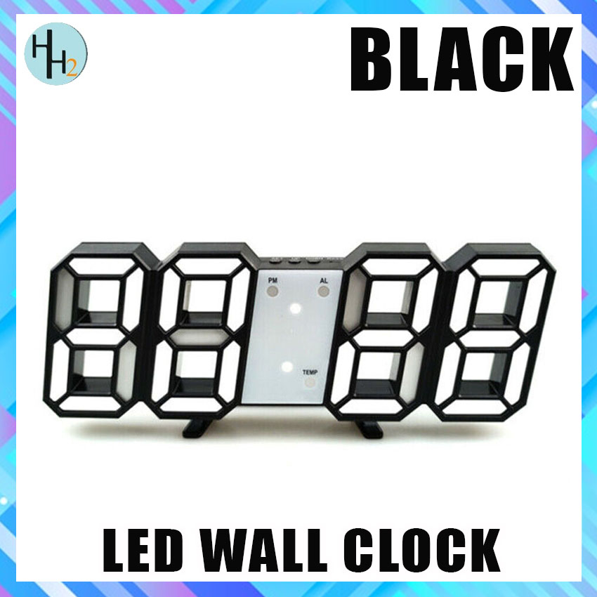 Modern Digital 3D White LED Wall Clock Alarm Clock12/24 Hour Shopee