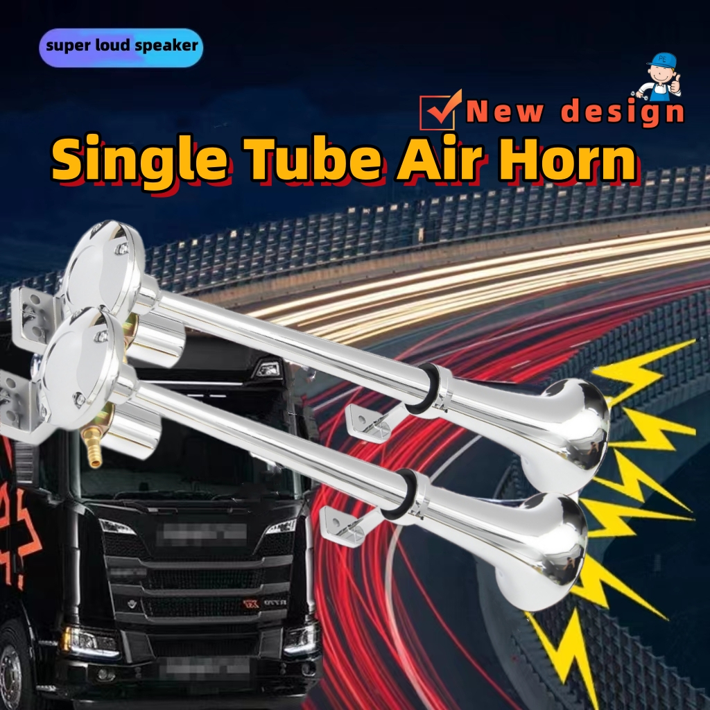 thumbnail interactive-video image 1 of ECCPP 12V 135dB Air Horn Kit – 4 Chrome Trumpets, Solenoid, Compressor – Direct Fit For Truck, Car, SUV 1 of 5