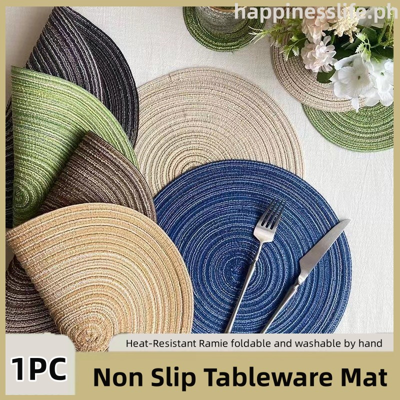 Round Placemats HeatResistant Ramie AntiSlip Washable Dining Table