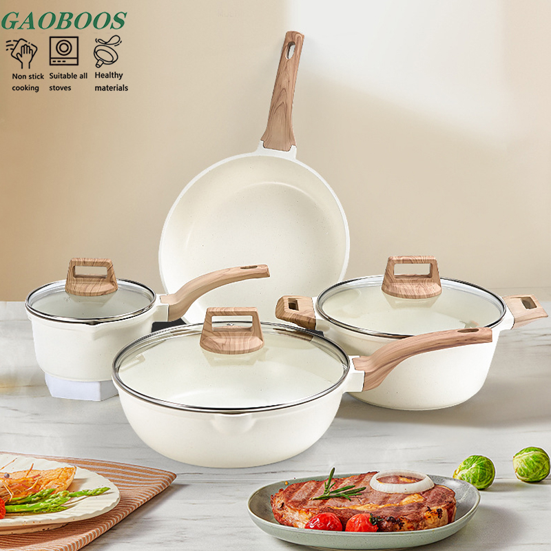 GaoboosNon Stick pan kitchen cookware set Kawali wok pot Die-Cast PFOA ...