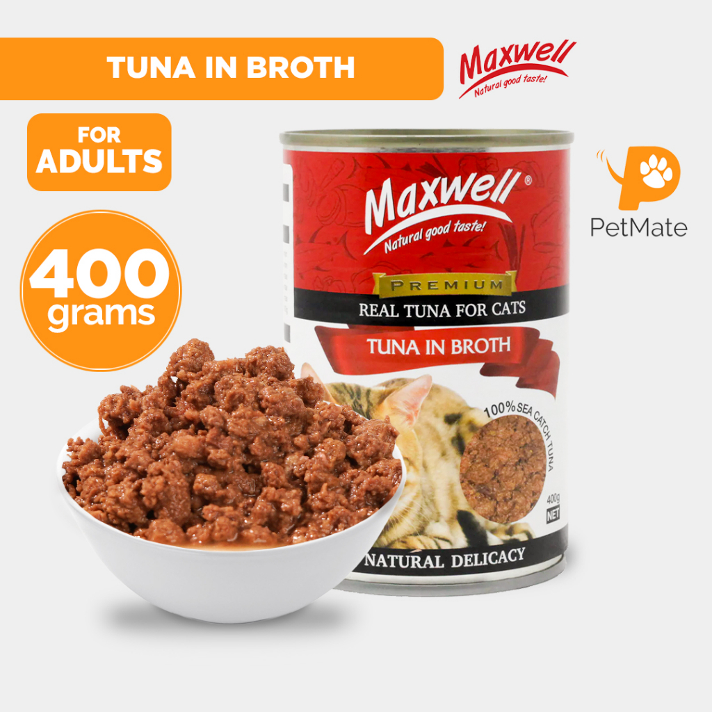 Maxwell Adult Cat Wet Food Can Tuna in Broth 400g PetMate max well