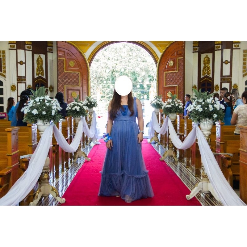 Dusty blue gowns for bridesmaids (preloved) Shopee Philippines