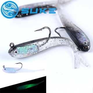 SUKE 5Pcs Luminous Squid Hook With Treble Hooks Fishing Lures Wood Shrimp  10.5cm/6.3g