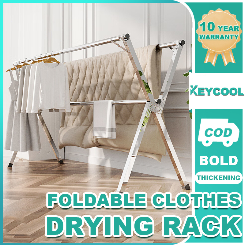Keycool Simple Foldable Drying Clothes Hanger Stand Stainless Rack